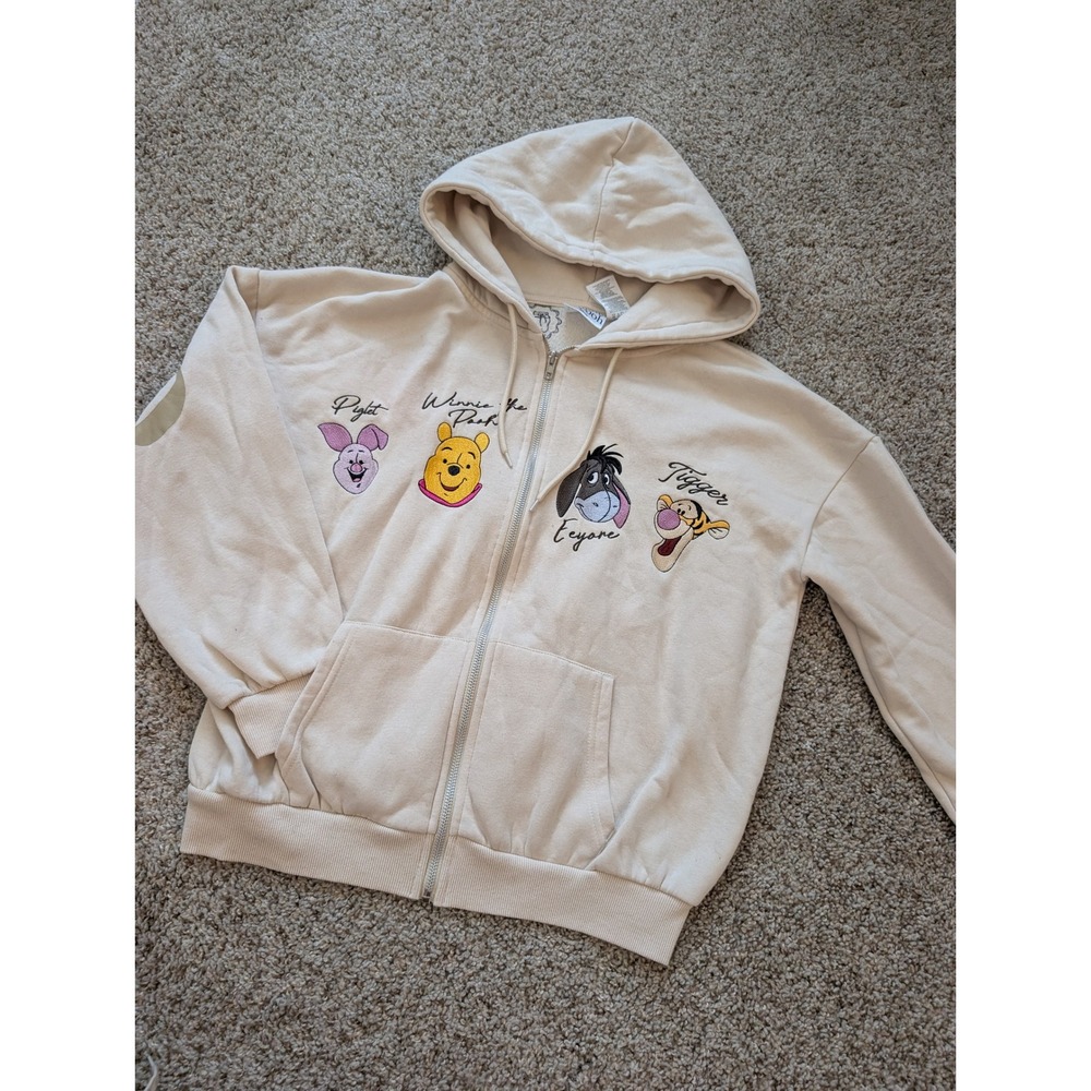 Disney Winnie the Pooh 100 Acre Wood Zip Hoodie Sandshell Beige Small